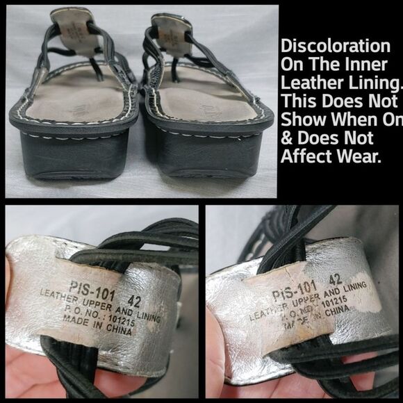 Alegria Black Leather Sandals Flip Flops - Picture 9 of 11